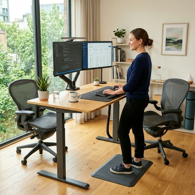 Modern ergonomic workstation supporting employee productivity