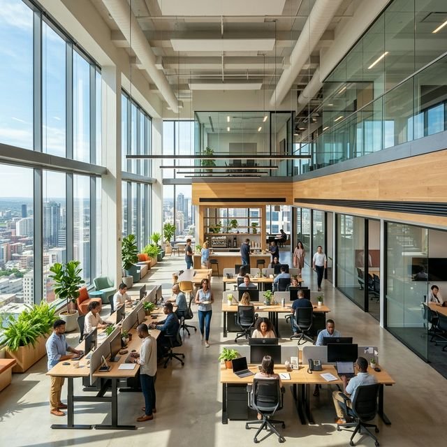 Office space with natural light and optimized ventilation